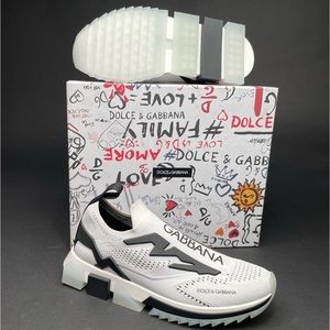 Dolce & Gabbana White Stretch Mesh Sorrento sneakers with logo Size 40.5